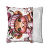 Cute Pink Highland Cow Winter Christmas Pillowcase | Holiday Decorative Throw Pillow Cover COVER ONLY