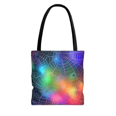 Colorful Spiderweb Tote Bag | Vibrant Art Carryall | Perfect for Festivals, Everyday Use, or Halloween Celebrations