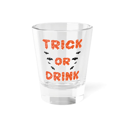 Halloween 1.5oz Shot Glass, Trick or Drink Party Glass, Fun Drinkware for Parties, Halloween Decor, Gift for Party Lovers, Retro Style