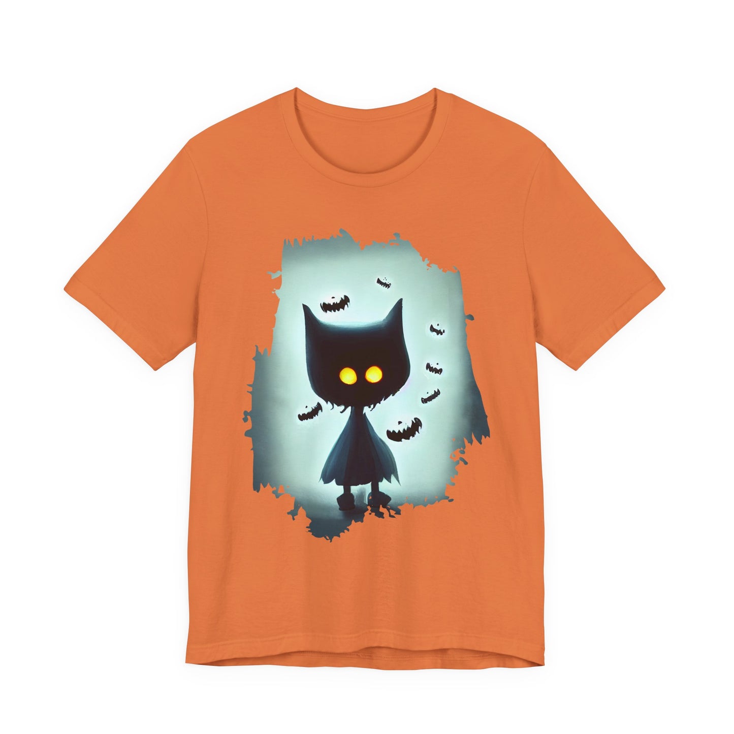 Mysterious Cat Tee for Cat Lovers, Perfect for Halloween, Casual Wear, Gift for Friends, Unisex Short Sleeve Shirt