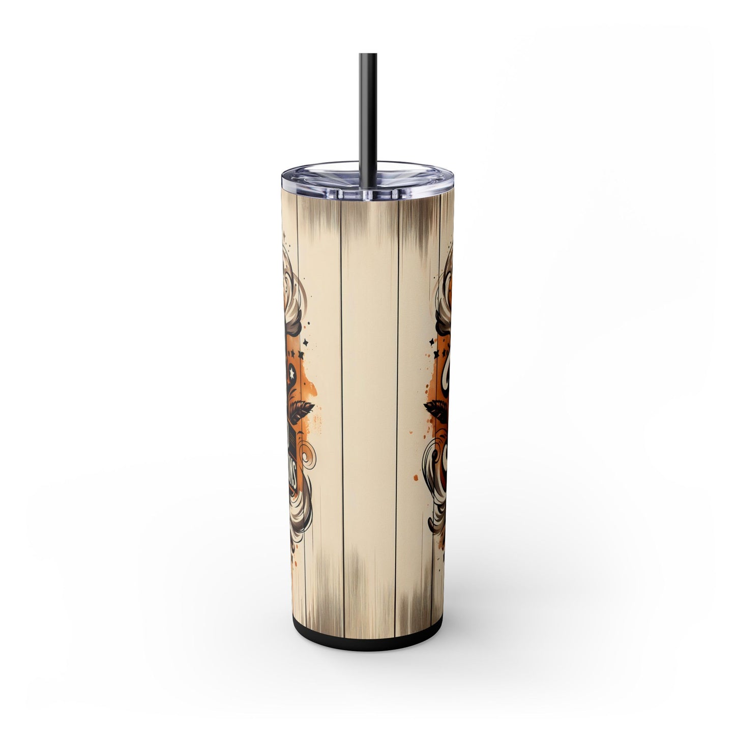 Fueled By Bourbon 20oz Skinny Tumbler With Straw, Perfect Gift for Whiskey Lovers, Travel Mug, Cool Drinkware, Gatherings, Parties