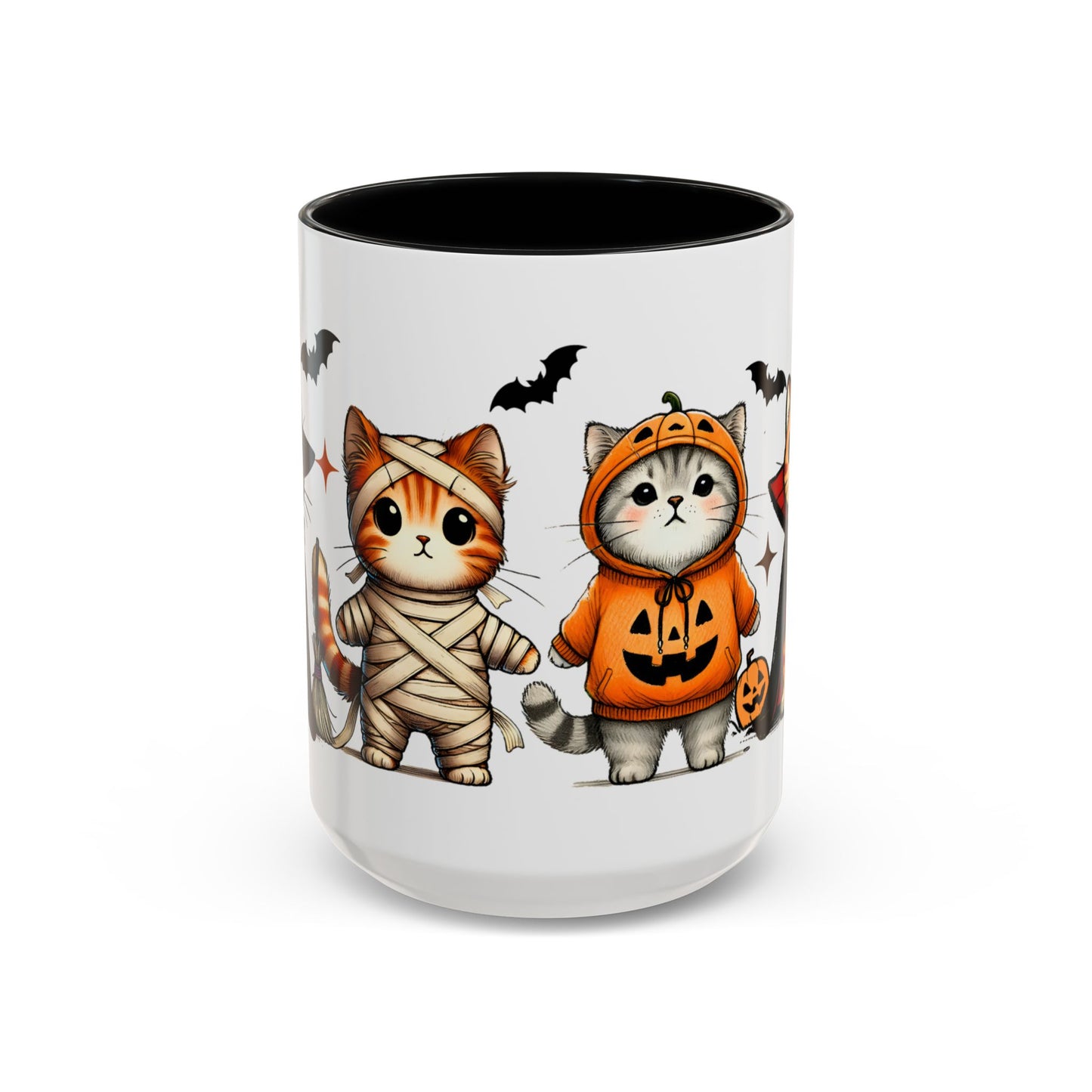 Halloween Cat Accent Coffee Mug, Cute Cat Mug, Spooky Coffee Cup, Gift for Cat Lovers, Seasonal Mug, Fall Decor