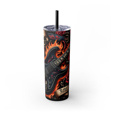 Rock & Roll Electric Guitar 20oz Skinny Tumbler With Straw - Perfect for Music Lovers, Festivals, and Birthday Gift