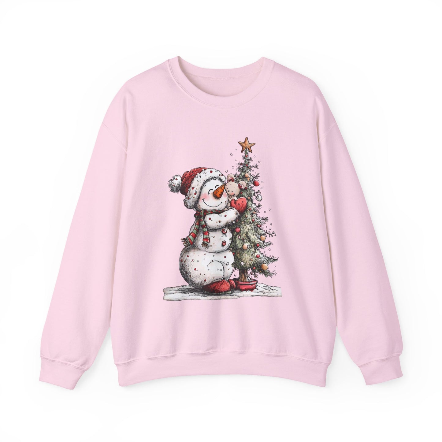 Snowman Christmas Tree Unisex Crewneck Sweatshirt | Cozy Christmas Holiday Graphic Pullover