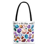 "What's in this thing, rocks?" Sarcastic Colorful Crystal Gemstone Tote Bag With Assorted Handle Colors
