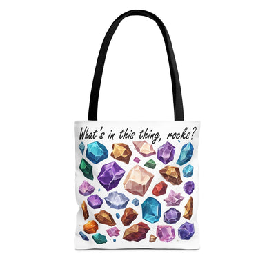 "What's in this thing, rocks?" Sarcastic Colorful Crystal Gemstone Tote Bag With Assorted Handle Colors