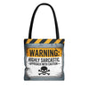 Sarcastic Warning Tote Bag - Humorous Gift for Friends, Ideal for Shopping, Beach, Library, or Daily Use