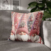 Cute Pink Gnome Christmas Pillowcase | Holiday Decorative Throw Pillow Cover COVER ONLY