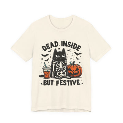 Dead Inside, But Festive Halloween Cat Tee, Dead Inside But Festive, Unisex Shirt, Fall Fashion, Halloween Party, Gift for Cat Lovers, Spooky Season
