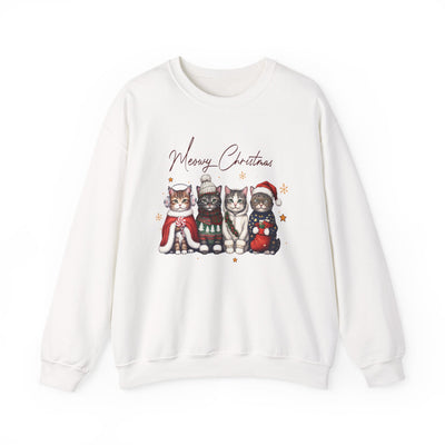 Merry Christmas Cat Unisex Crewneck Sweatshirt | Cozy Christmas Holiday Graphic Pullover