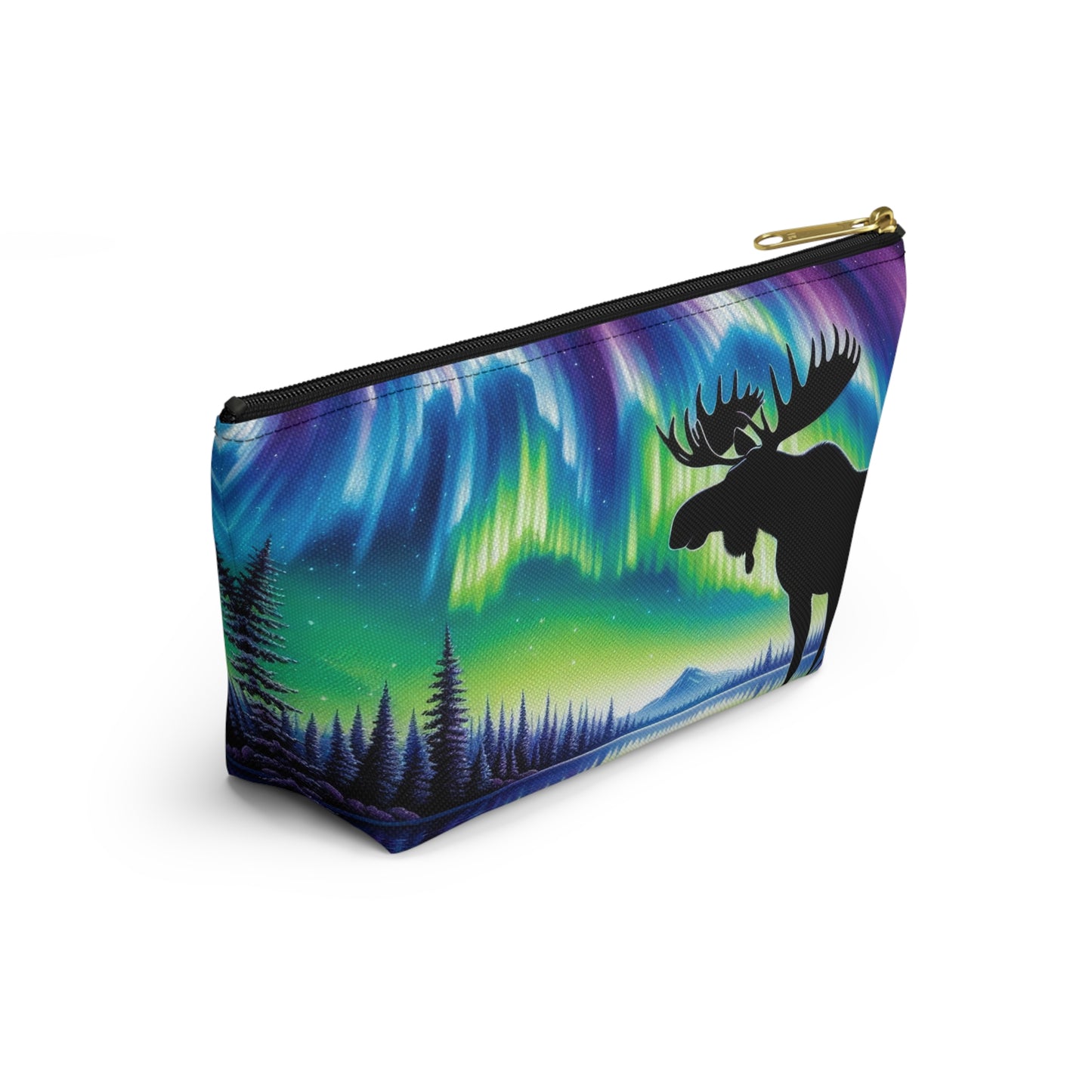 Northern Lights Moose Accessory Pouch, Nature Lover's Travel Organizer, Handbag Essential, Gift for Outdoorsy Friends, Aurora Borealis Design