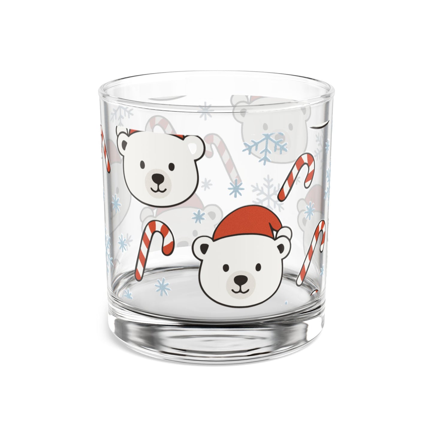 Festive Polar Bear 10oz Rocks Glass | Christmas Holiday Cheer Drinkware