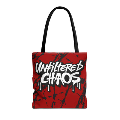 Unfiltered Chaos Red Barbed Wire Tote Bag | All Over Print Urban Grunge Streetwear Tote Bag