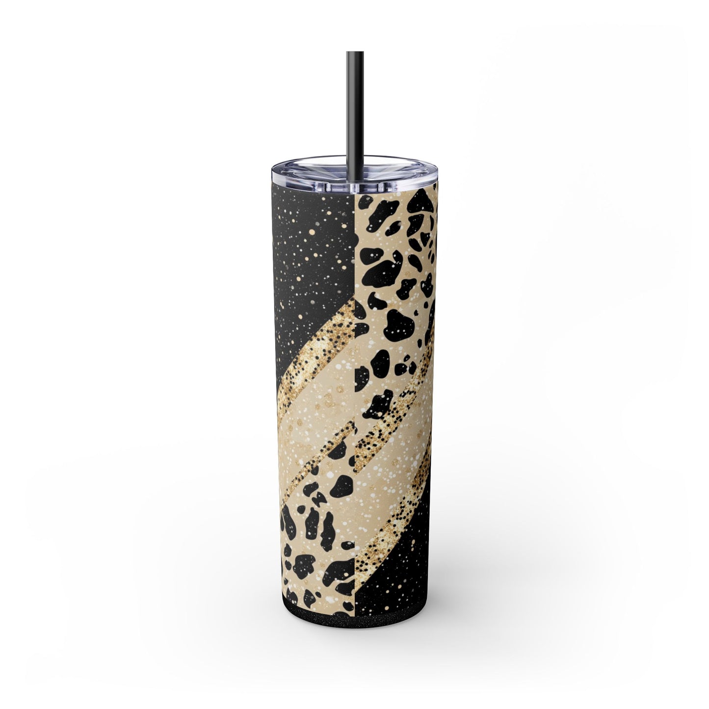 Chic Leopard Print 20oz Skinny Tumbler With Straw, Stylish Travel Mug, Modern Home Decor, Gift for Mom, Coffee or Tea Cup