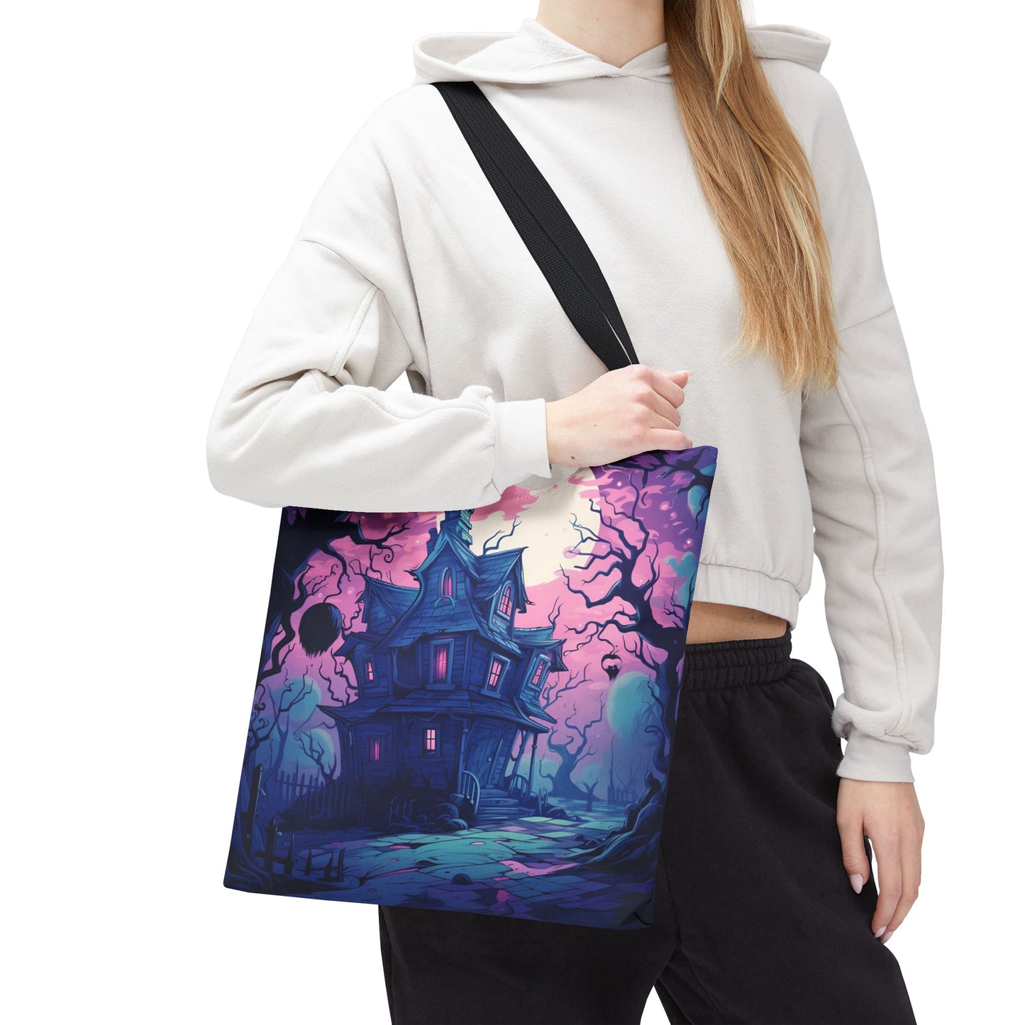 Spooky Haunted House Tote Bag | Perfect for Halloween, Trick or Treating, Cozy Nights, Gift for Halloween Lovers
