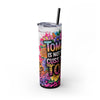 Tomorrow Isn't Promised, Cuss Them Out Today - 20oz Skinny Tumbler With Straw - Sarcastic Quote & Floral Design, Adult Drinkware, Perfect Gift for Friends