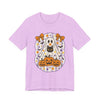 Halloween Ghost & Cat Graphic Tee | Unisex Short Sleeve T-Shirt, Cute Ghost Tee, Spooky Season Apparel, Fall Festivity Clothing