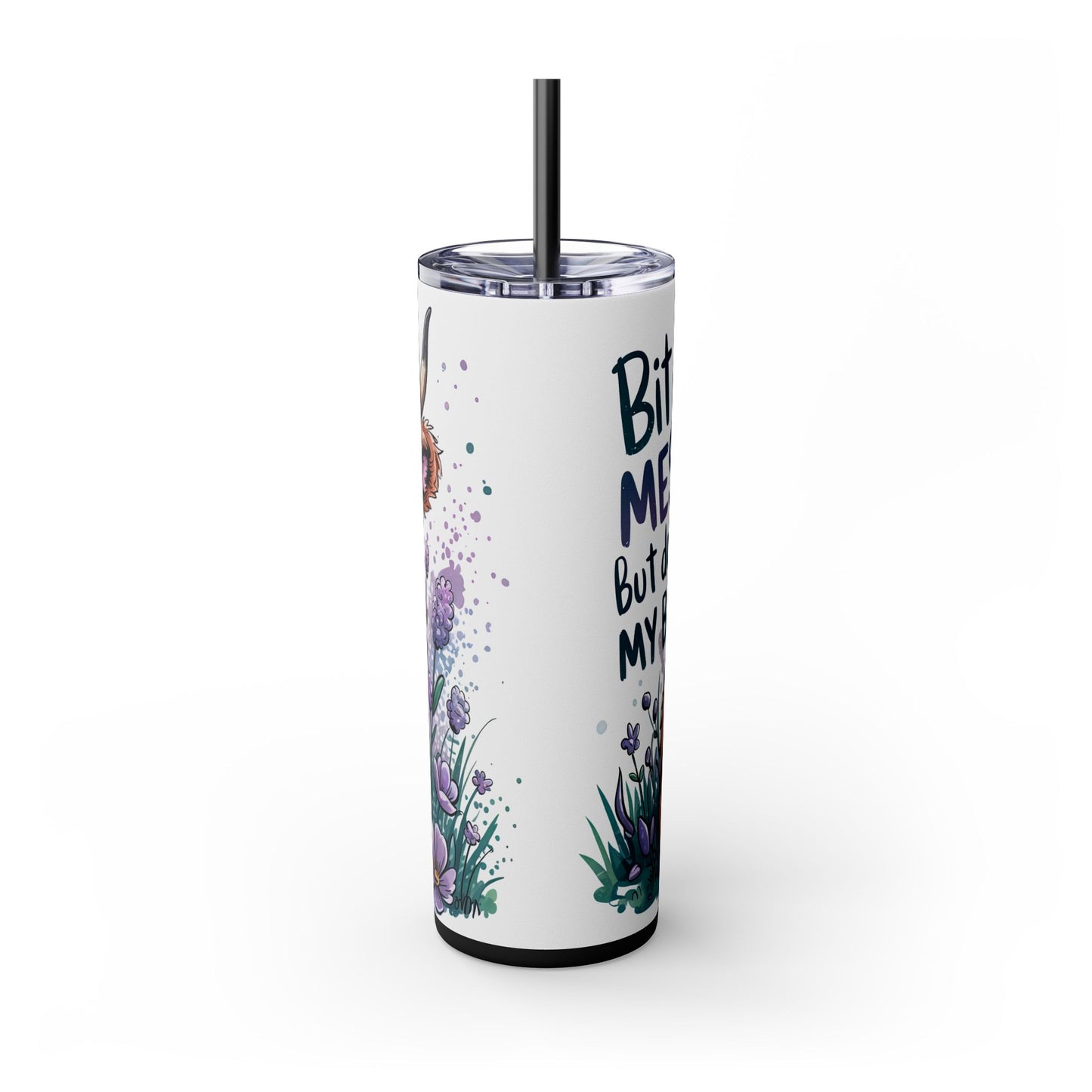 Messy But Doing My Best - Highland Cow 20oz Skinny Tumbler With Straw, Beautiful Gift for Cow Lovers, Charming Farmhouse Kitchen Decor, Unique Drinkware