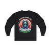 Alien Gangster Long Sleeve Tee | "Space Made Me Gangster" Retro UFO Graphic Sci‑Fi Shirt