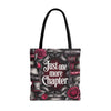 Just One More Chapter Literary Tote Bag, Just One More Chapter Book Lover Gift, Reading Accessory, Gift for Bibliophile, Floral Book Bag, Bookish Tote