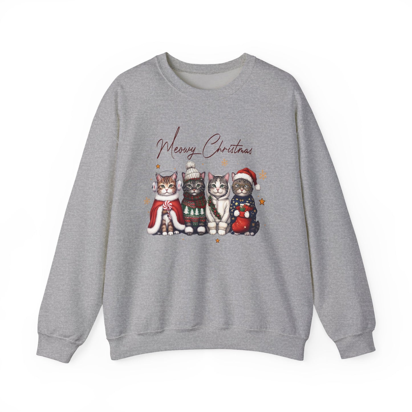 Merry Christmas Cat Unisex Crewneck Sweatshirt | Cozy Christmas Holiday Graphic Pullover