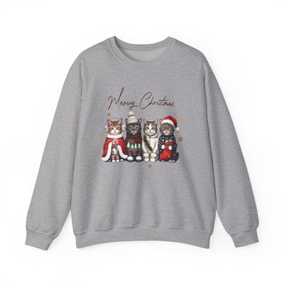 Merry Christmas Cat Unisex Crewneck Sweatshirt | Cozy Christmas Holiday Graphic Pullover