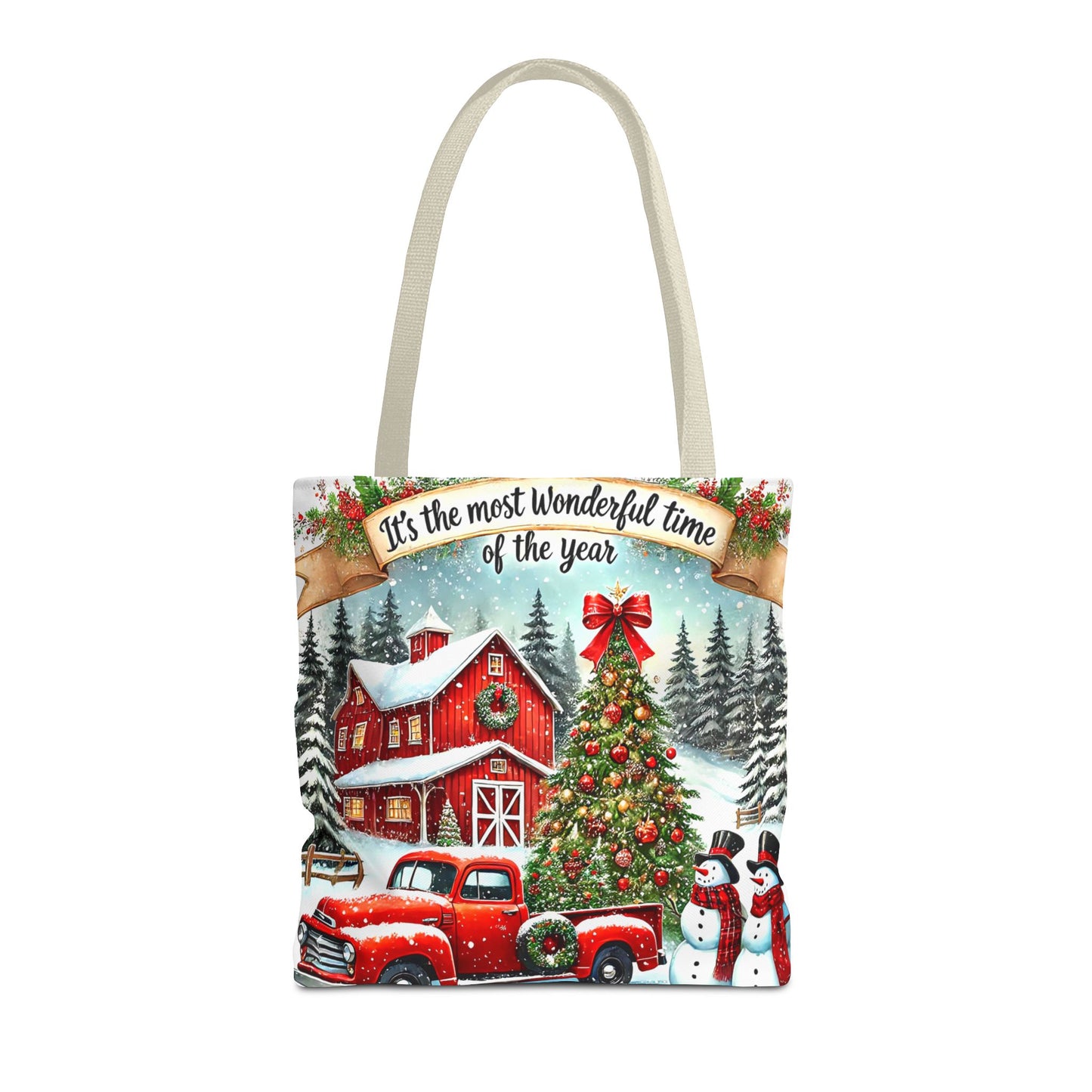Farmhouse Christmas Tote Bag | Festive Holiday Gift & Shopping Bag