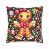 Gingerbread Girl Holiday Christmas Pillowcase | Holiday Decorative Throw Pillow Cover COVER ONLY