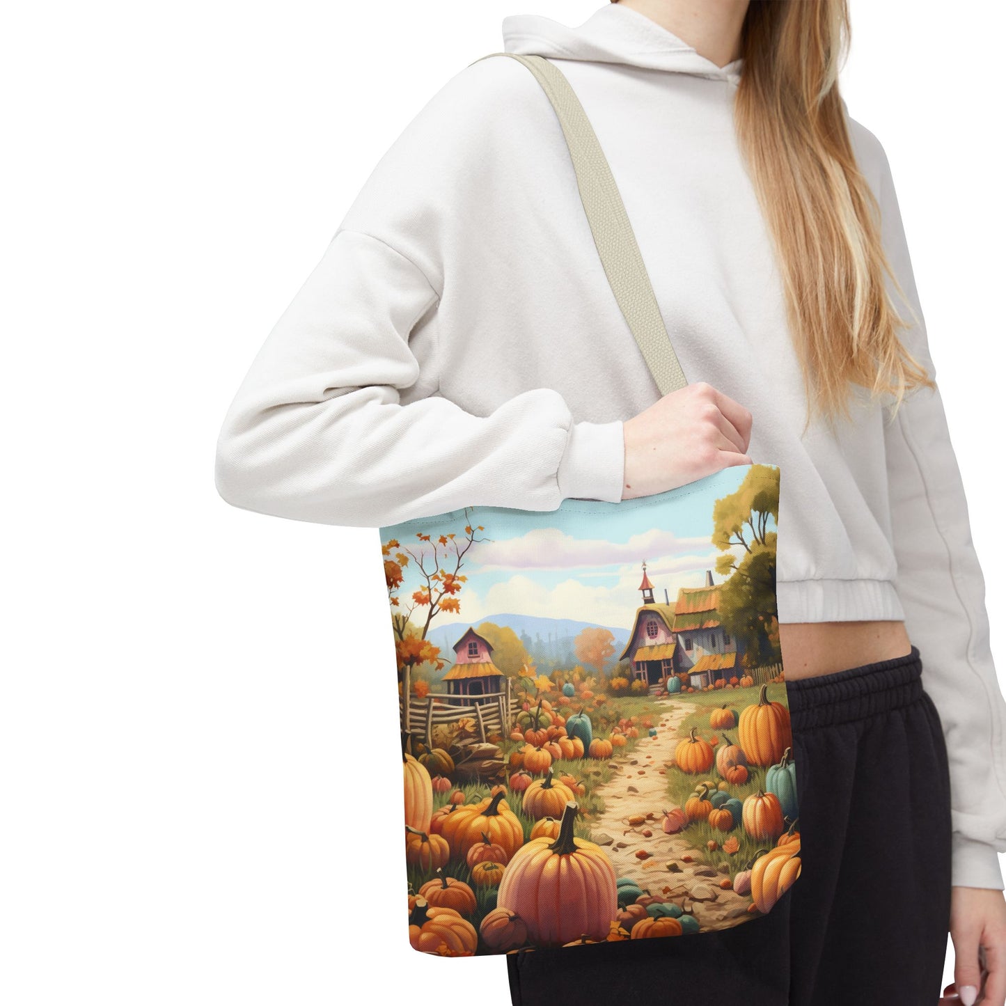 Autumn Harvest Tote Bag - Pumpkin Patch AOP, Eco-Friendly Grocery Bag, Fall Festival Accessory, Thanksgiving Gift, Seasonal Shopping Bag