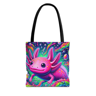 Colorful Axolotl Tote Bag, Cute Animal Lover Gift, Beach Bag, Eco-Friendly Shopping, Unique Art Design