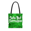 Cute But Corrosive Green Tote Bag | All Over Print Urban Grunge Streetwear Tote Bag