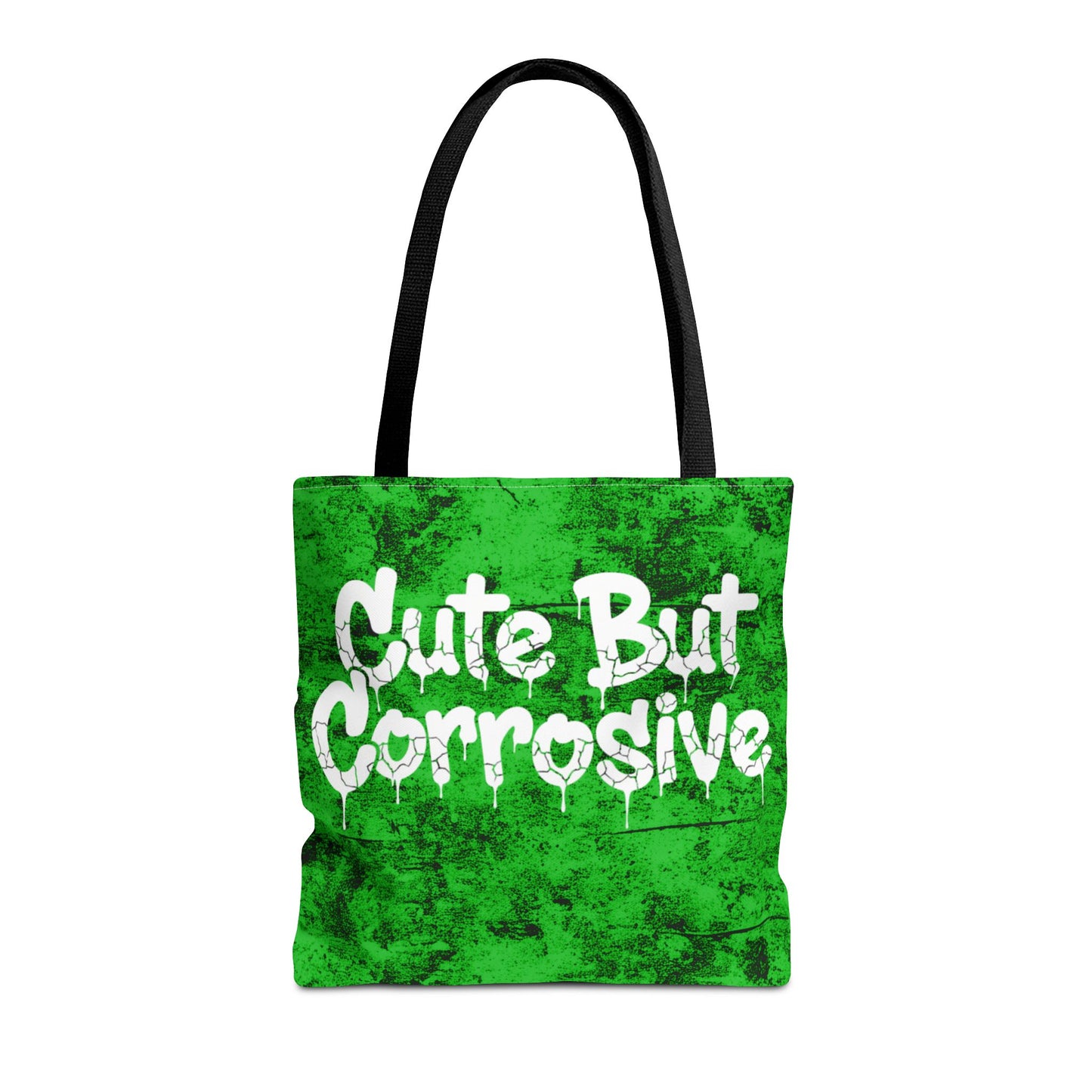 Cute But Corrosive Green Tote Bag | All Over Print Urban Grunge Streetwear Tote Bag