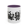 Halloween Cat Accent Coffee Mug, Cute Skeleton Cats Mug, Spooky Gifts, Black Cat Mug for Halloween, Witchy Home Decor