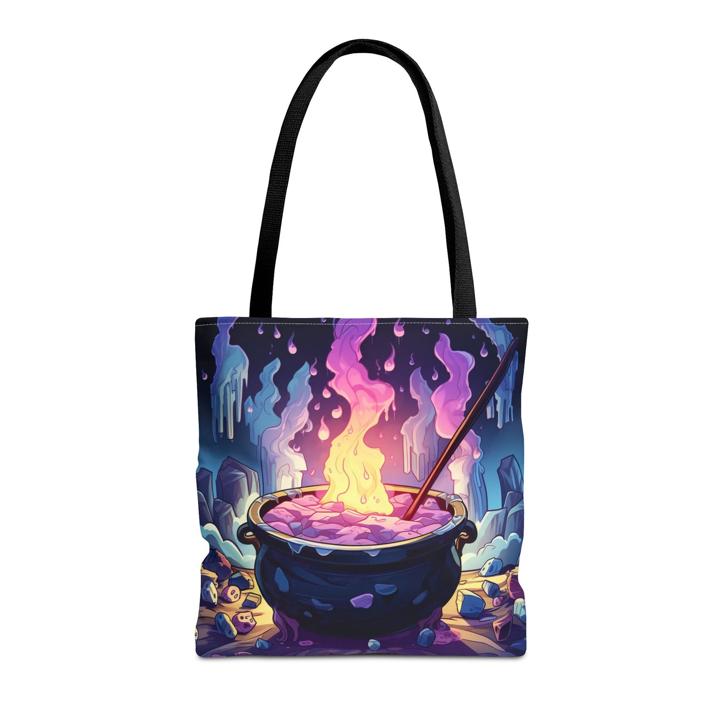 Mystical Cauldron Tote Bag | Witchcraft Tote | Large Reusable Bag | Gift for Witches | Halloween Accessory | Artsy Grocery Bag | AOP Design