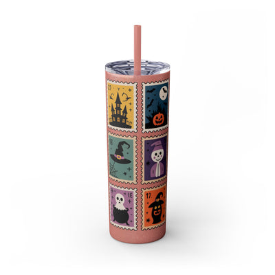 Halloween Themed 20oz Skinny Tumbler With Straw - Perfect for Spooky Season, Trick or Treat, Fall Festivities, Scary Movie Nights