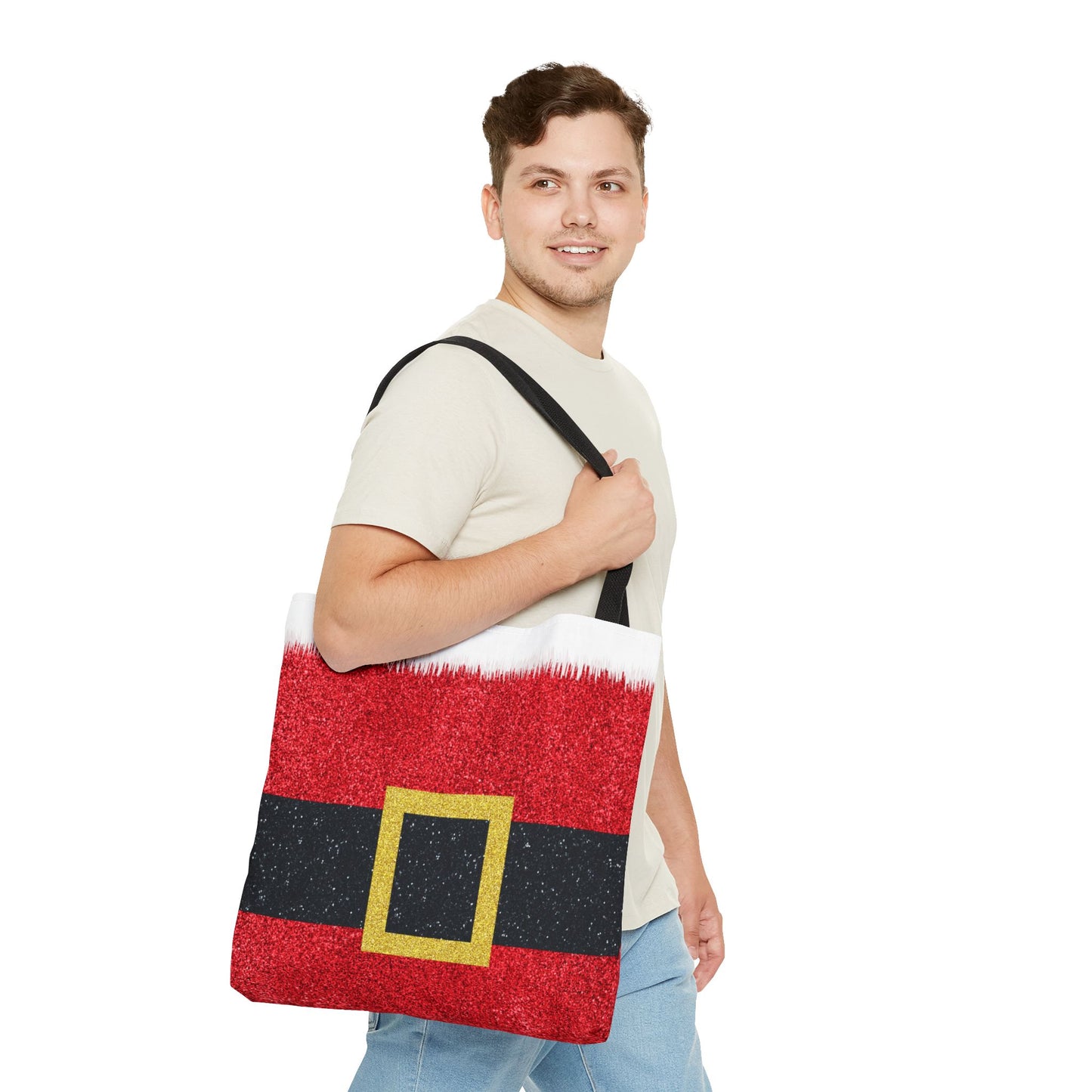 Santa Belt Christmas Tote Bag | Festive Holiday Gift & Shopping Bag