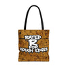 "Rated R for Rough Edges" Orange Grunge Canvas Tote | All Over Print Urban Streetwear Tote Bag