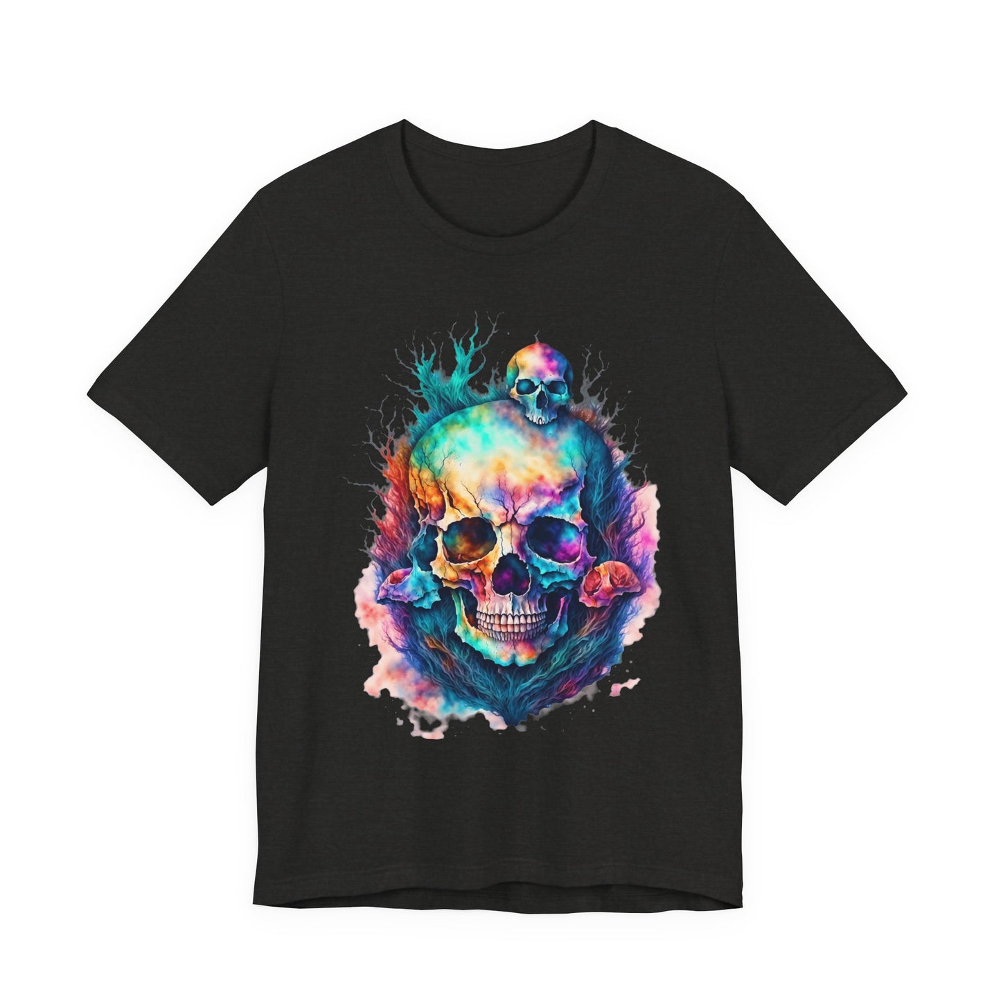 Colorful Skull Graphic Tee for Art Lovers, Unisex Jersey Tee for Halloween, Gothic Fashion, Unique Gift, Casual Wear