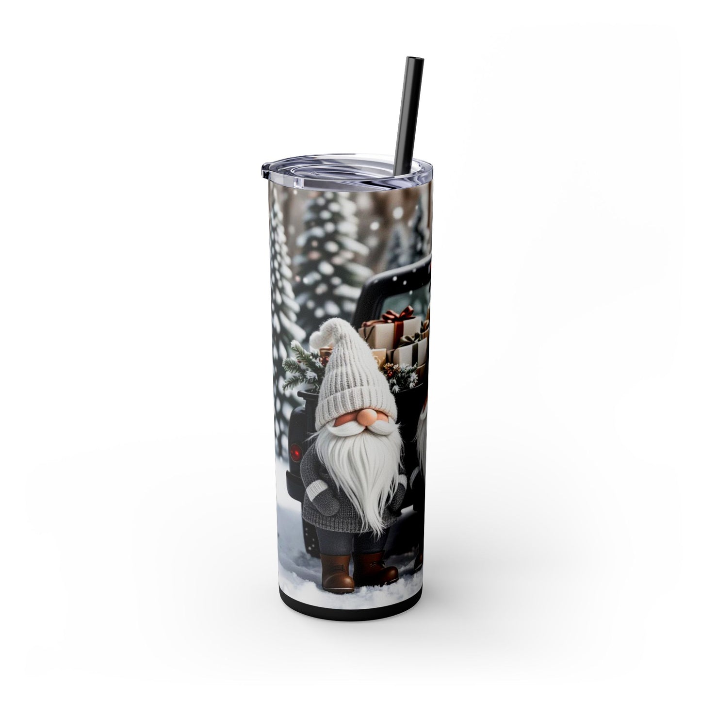 Winter Gnome Christmas 20oz Skinny Tumbler with Straw | Holiday Tumbler Gift For Everyone