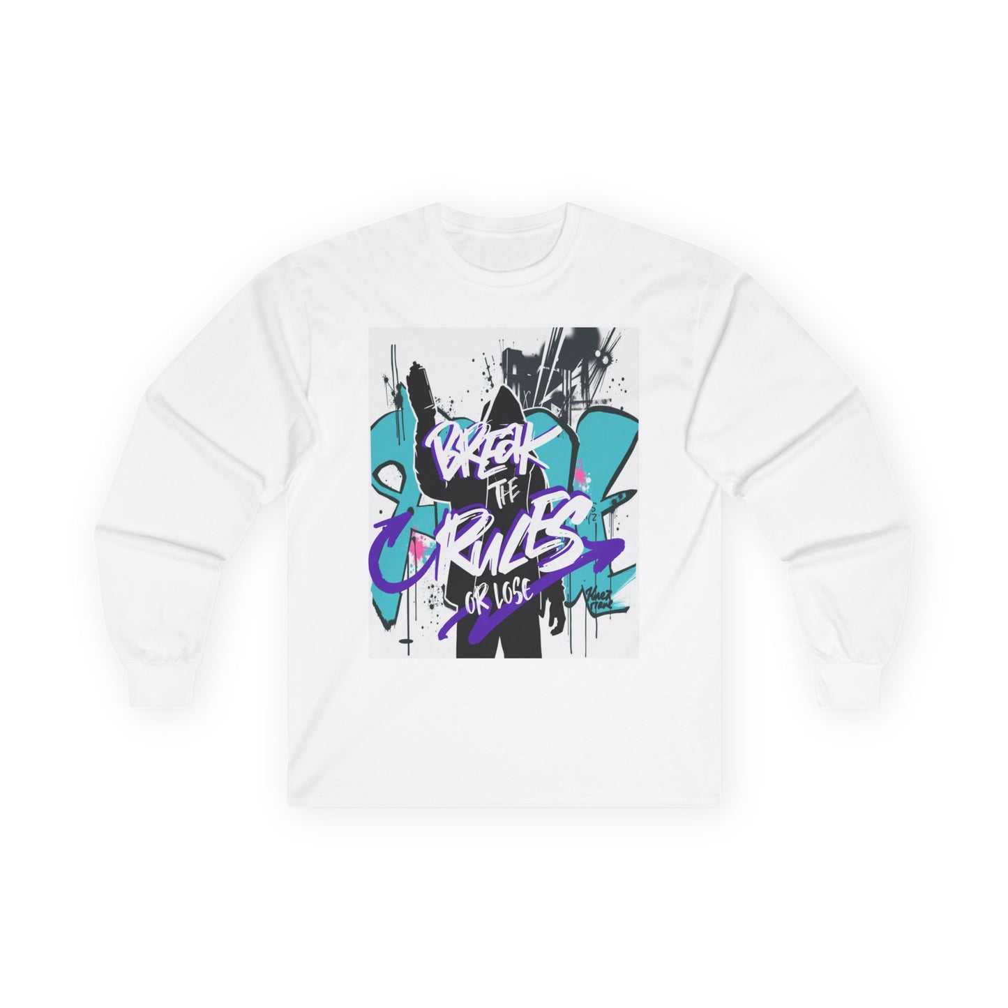 "Break the Rules or Else" Graffiti Streetwear Long Sleeve Tee | Retro Vibes Gangster Streetwear Shirt