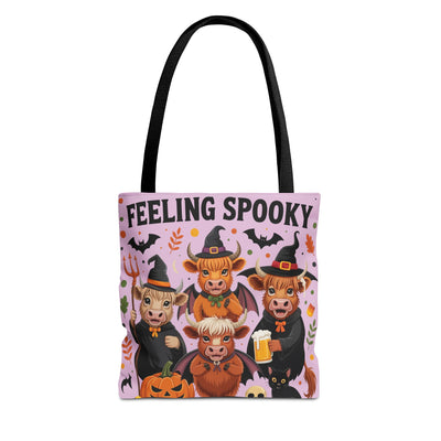 Feeling Spooky Halloween Cows Tote Bag, Halloween Accessory, Trick or Treat, Cute Farm Animal Design, Fall Festival Shopping Bag