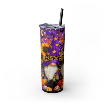 Halloween Gnome 20oz Skinny Tumbler for Fall Celebrations, Cute Pumpkin Drinkware, Fun Autumn Gift, Halloween Party Accessory, Gnome Decor