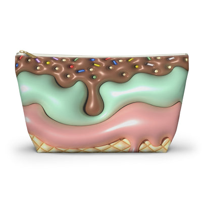 Melted Ice Cream Accessory Pouch - Fun Makeup Bag, Travel Organizer, Gift for Ice Cream Lovers, Birthday Party Favor, Summer Essentials