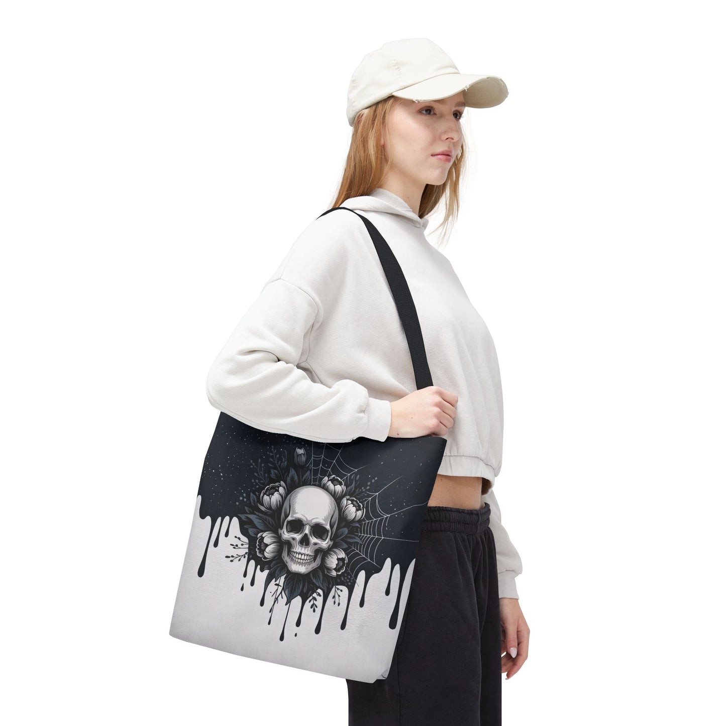 Gothic Skull Tote Bag, Halloween Gift, Gothic Decor, Edgy Fashion, Reusable Shopping Bag
