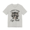 "I Speak Fluent Eye Roll" Funny Raccoon Graphic Tee | Unisex Short Sleeve T-Shirt, Gift for Animal Lovers, Casual Wear, Humor Tee, Cute Graphic Shirt