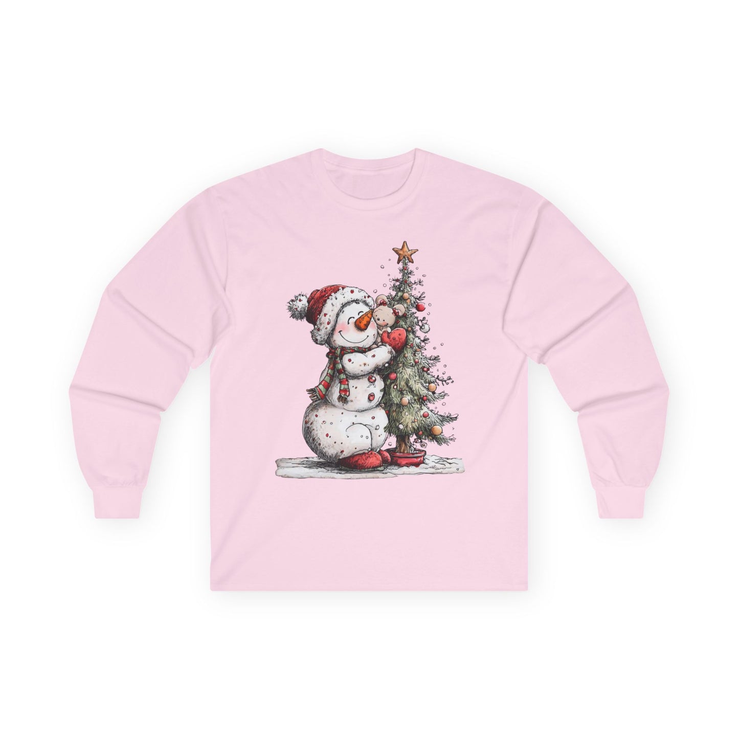 Christmas Snowman Unisex Long Sleeve Tee | Snowman Shirt, Christmas Tree Long Sleeve