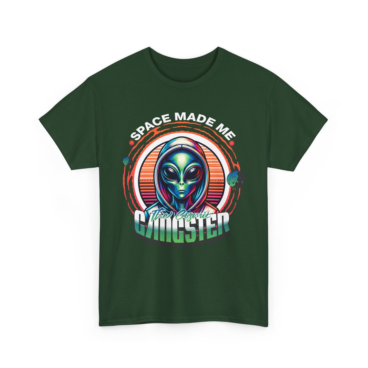 Alien Gangster Tee | "Space Made Me Gangster" Retro UFO Graphic Sci‑Fi T-Shirt
