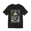 Tarot Card Skull Graphic Tee, Unisex T-Shirt for Halloween, Festival Wear, Party Shirt, Gifts for Him/Her, Casual Streetwear