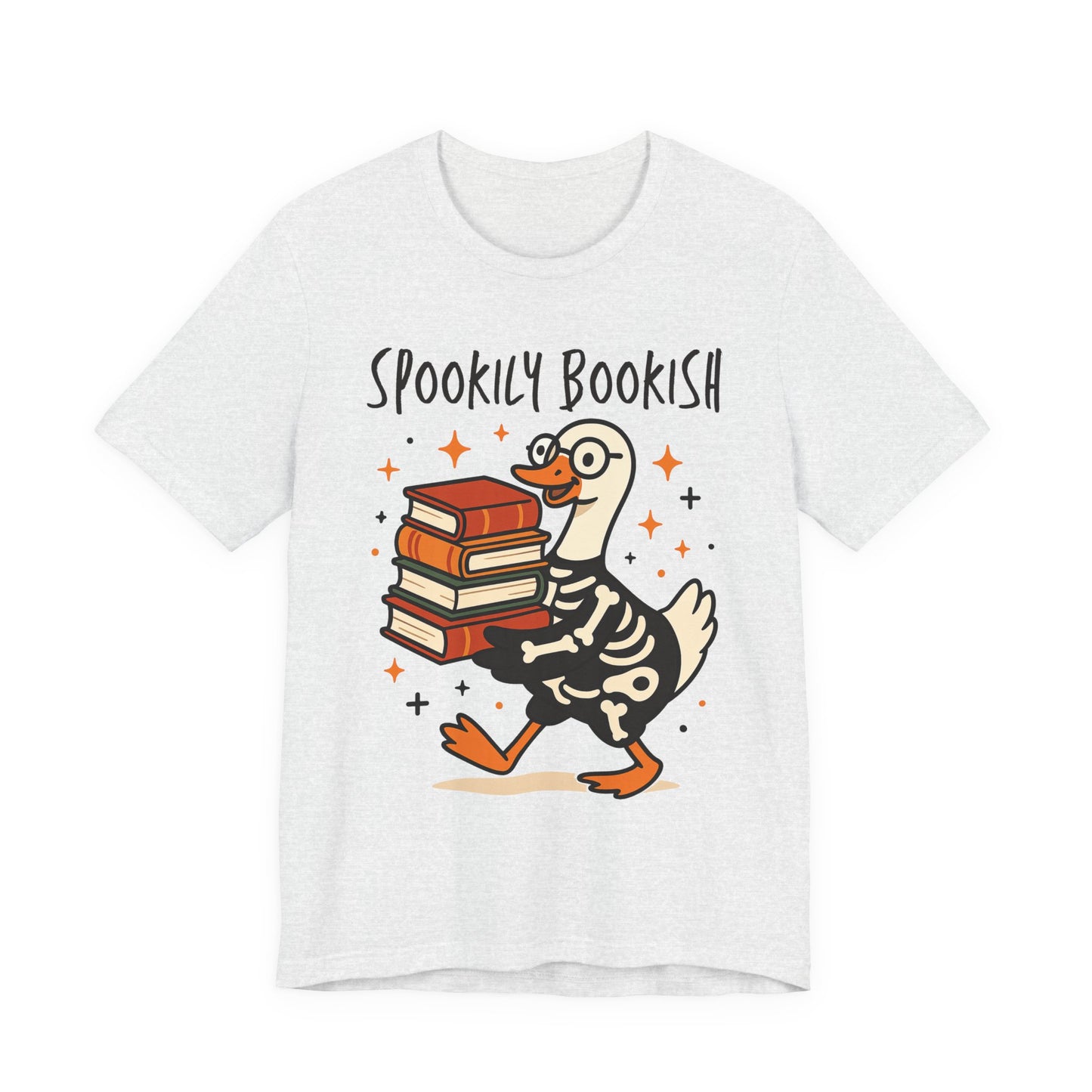 Spookily Bookish Tee, Perfect for Book Lovers, Great Gift for Halloween, Tees for Casual Wear, Quirky Duck Design