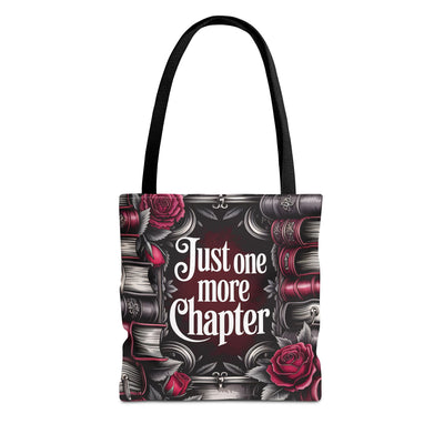 Just One More Chapter Literary Tote Bag, Just One More Chapter Book Lover Gift, Reading Accessory, Gift for Bibliophile, Floral Book Bag, Bookish Tote